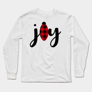 Joy Buffalo Plaid Christmas Holiday Lights Long Sleeve T-Shirt